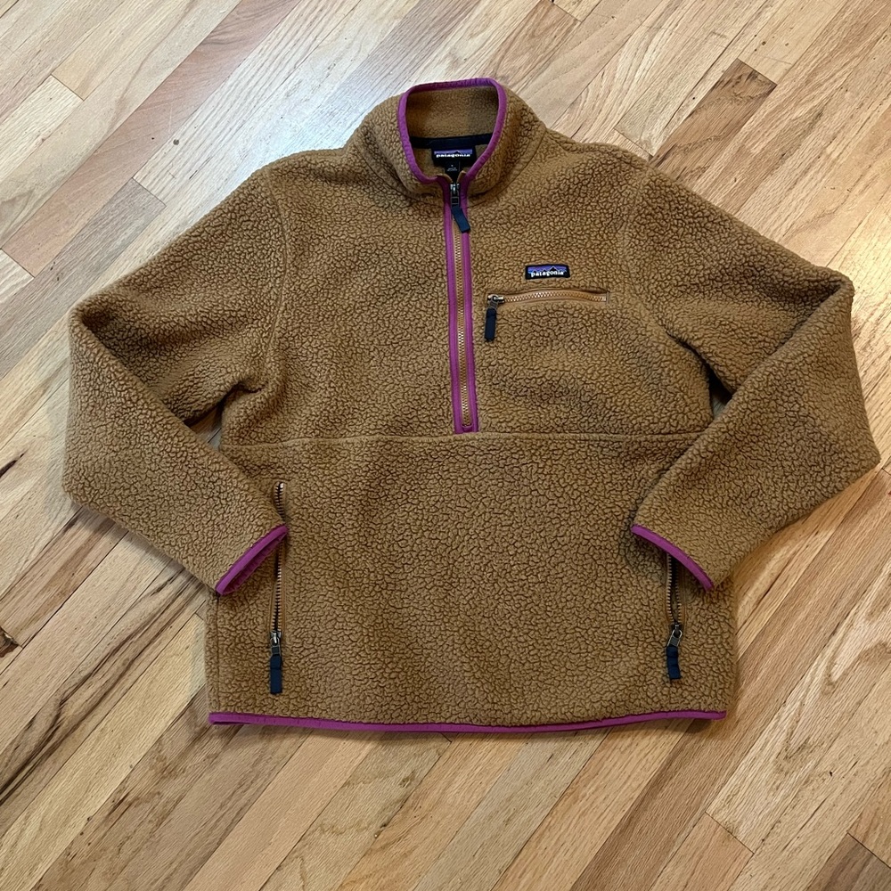 Patagonia  retro pile Marsupial pullover pink trim szL